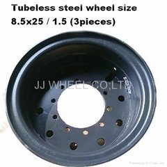 8.5*25/1.5 tubeless steel wheel 