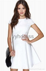 White Cap Sleeve Casual Dress for Women