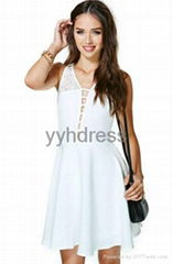 White Cutout Back Casual Dress for Women