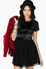 Black Magic Velvet Casual Dress for