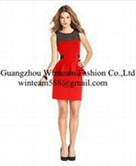 Garment Factory Bodycon Dress, Sleeveless High-Neck Peplum-Hem  WT130531