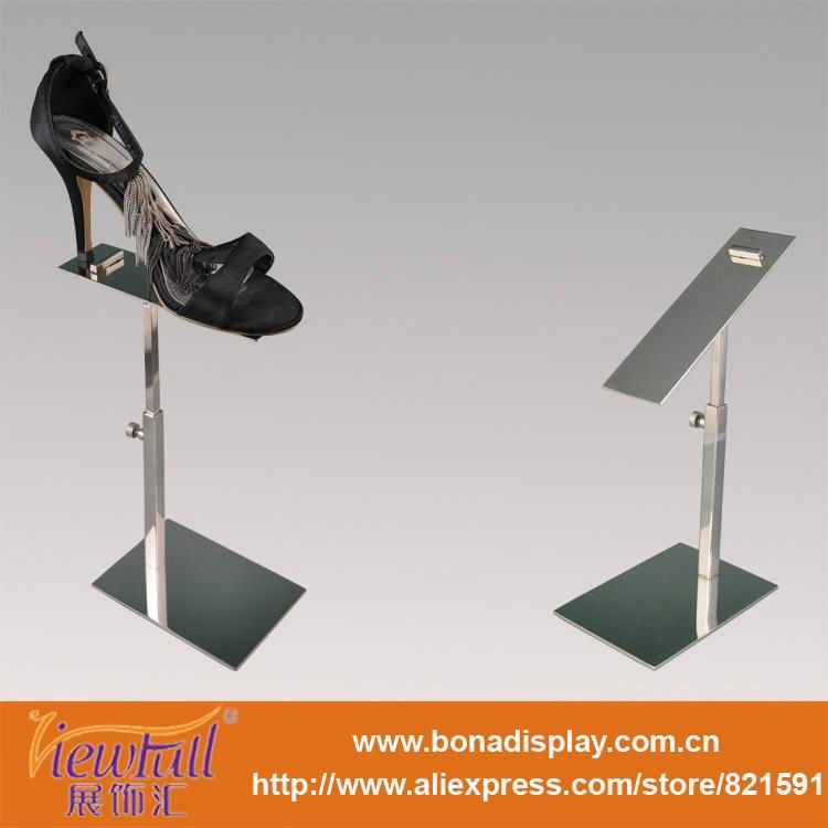 Polished metal shoes display