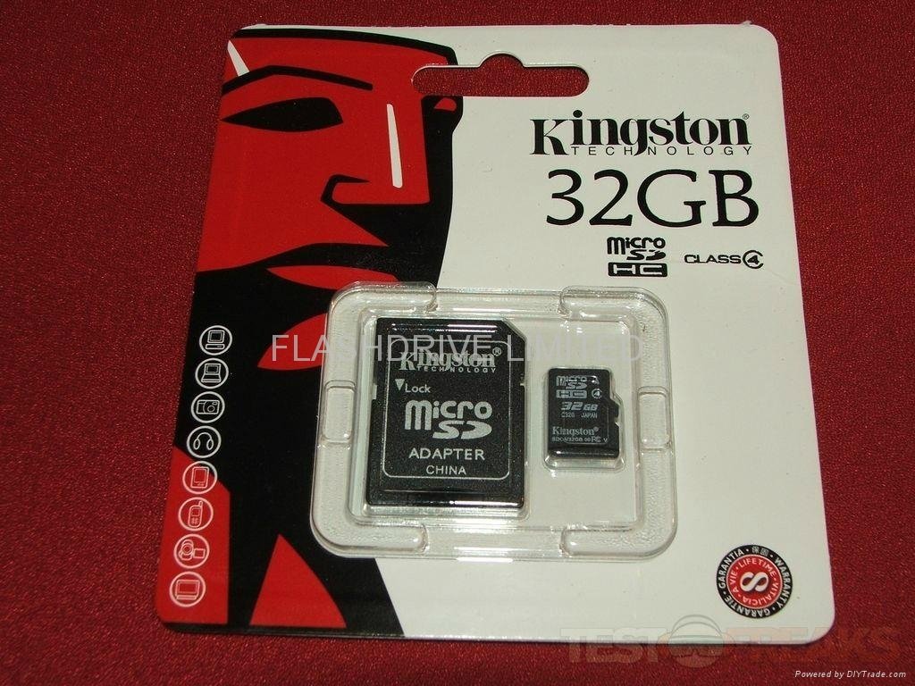 Brand New Kingston 32 GB Class 4 MicroSDHC Flash Card with SD Adapter