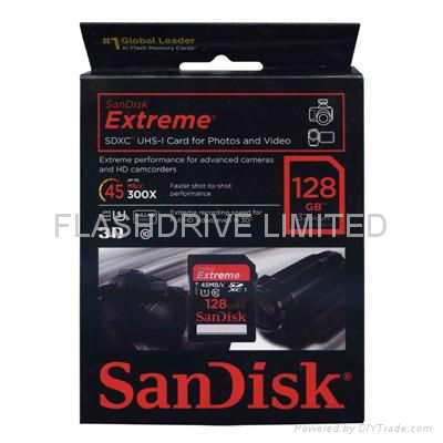 Brand New SanDisks Extreme 128GB SD SDHC Class 10 45MBS UHS-I Memory Card Retail