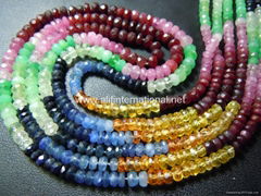 Multi Sapphire Gemstone Faceted Roundelle Beads