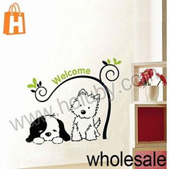 Little Two Dogs Design Decoration DIY Removable PVC Decals Wall Stickers