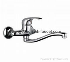 Wall Mounted Brass Kitchen Faucets Sink