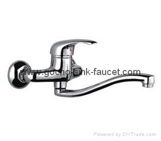 Wall Mounted Brass Kitchen Faucets Sink Mixer Taps KFN8394