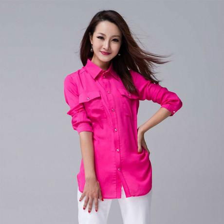 Latest Casual chiffon long-sleeved blouse for ladies