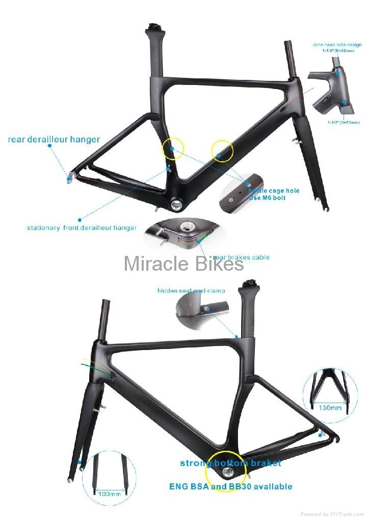 Full carbon toray T700 carbon road bike forks+frame+seatpost UD bike carbon fram 2