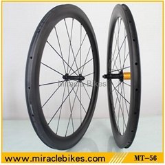 full carbon clincher wheel 56mm wheels carbon bicycle Fat U shape
