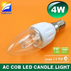 4W COB glass LED candle light