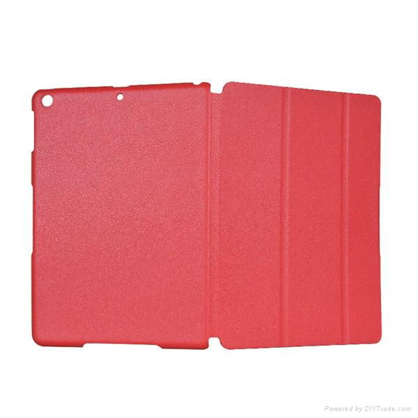 Flip leather cover case with stand for ipad 5, tri fold PU leather folio case