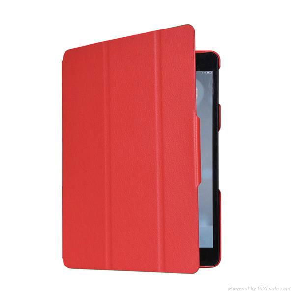 Flip leather cover case with stand for ipad 5, tri fold PU leather folio case 2