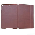 Flip leather cover case with stand for ipad 5, tri fold PU leather folio case 5