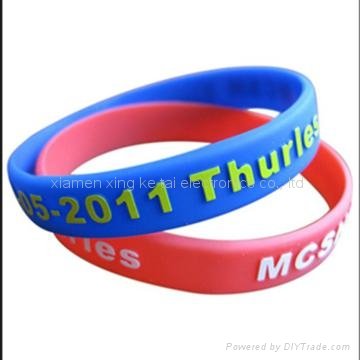 customized embossed wristband with filled color 