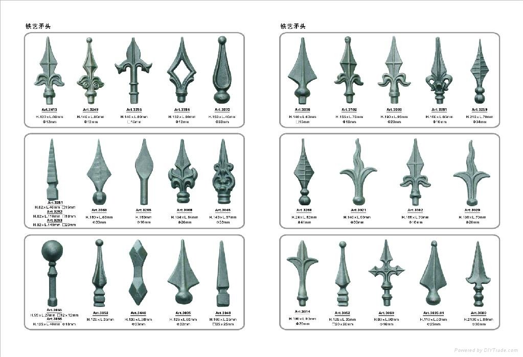Wrought iron gates& fence decorative accessories iron spear points   4