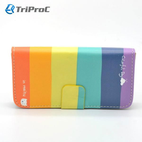 Colorful Stripe Pattern PU Leather Wallet Phone Case for Apple iPhone 5 / 5S 2