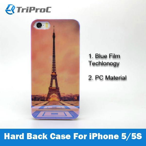 Luxury Blue Film Coating PC Hard Back Cover Phone Case for Apple iPhone 5 / 5S