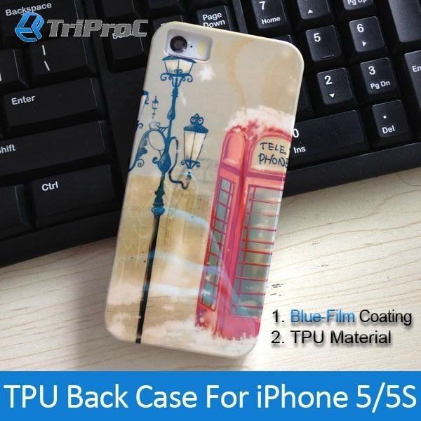 Blue-Film Coating TPU Back Cellphone Cover Mobile Phone Case for Apple iPhone 5 2