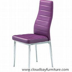 Modern comfortable High back PU dining chair with metal frame