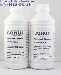 Adhesive used for backing strip of artificial stone with high strength