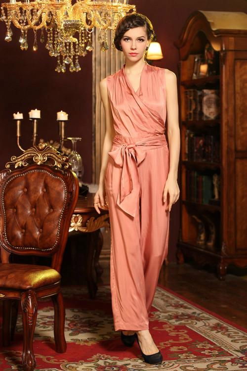 2014 new style Copper ammonia silk jumpsuits 3