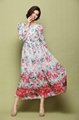 2014 Summer dresses printed flower of Cherry red small broken flower long dress