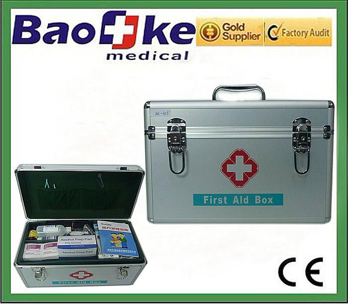 Aluminium made First Aid box with full medical supplies for hospital, clinic