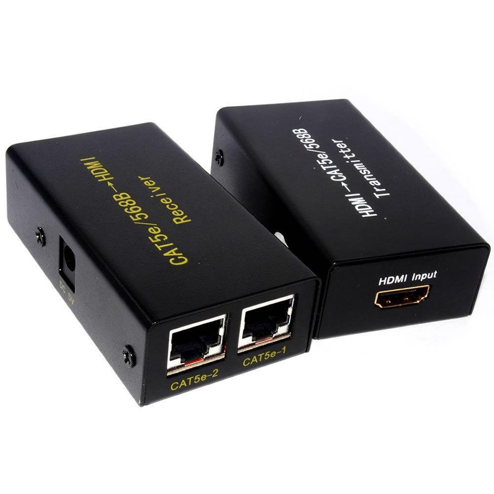 HDMI/DVI Balun Extender over Cat 5e/6 Ethernet Converter 1080p to 196ft 60M
