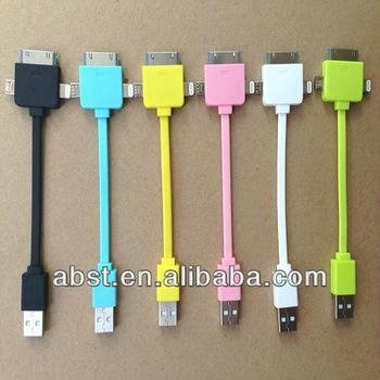 Cable For USB to 8pin iPhone5 30pin iPhone4 4s micro Samsung Android phones HTC 4