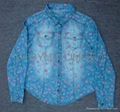 Ladies fancy print denim shirt 1