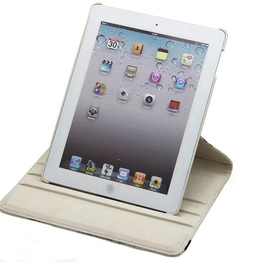 360 rotation leather case for ipad 3 5