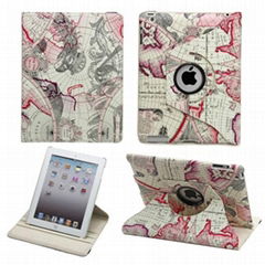 360 rotating pu leather case for ipad2/3/4