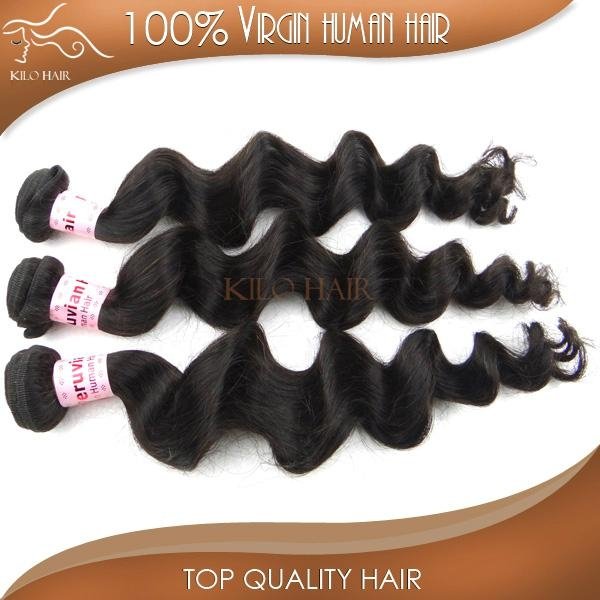 peruvian loose curly human hair extensions machine weft 