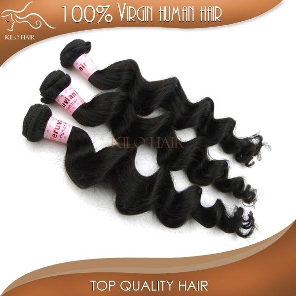 peruvian loose curly human hair extensions machine weft  3