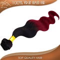 grade 6A ombre color 1b#-burgundy body wave indian human hair extensions 2