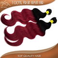 grade 6A ombre color 1b#-burgundy body wave indian human hair extensions 5