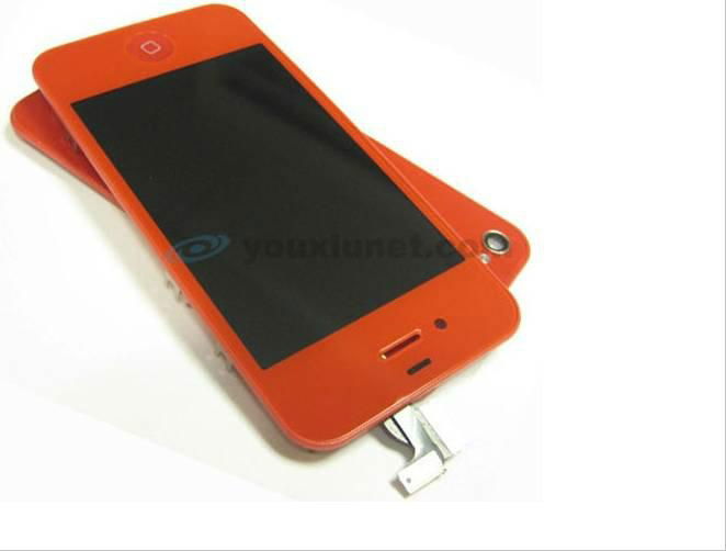 for iPhone 4 Red LCD Digitizer Assembly with Back Cover Home KeyConversion Kit