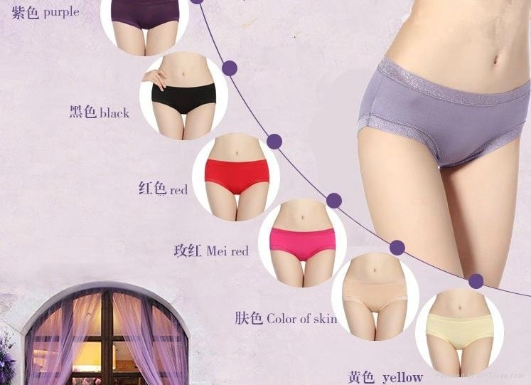 stretch confort soft Bamboo Fiber Lace Pure Color brief Underwear 4