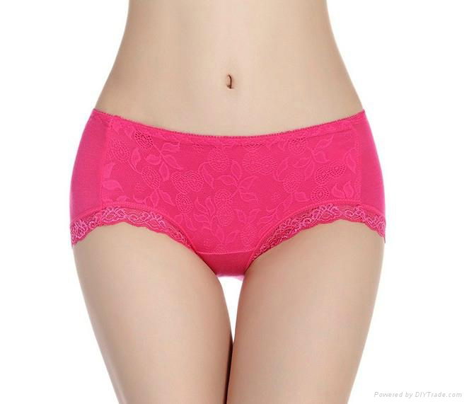 Bamboo Fiber Lace Pure Color fashionable brief Underwear  4