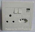 South Africa Style Wall Socket with Switches & USB port 1