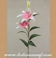 3 heads pink artificial flower lily