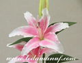 3 heads pink artificial flower lily 2