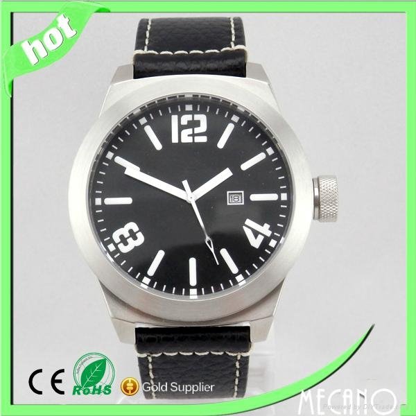 High quality stainless steel Wristwatch with leather band 3atm japan movt quartz