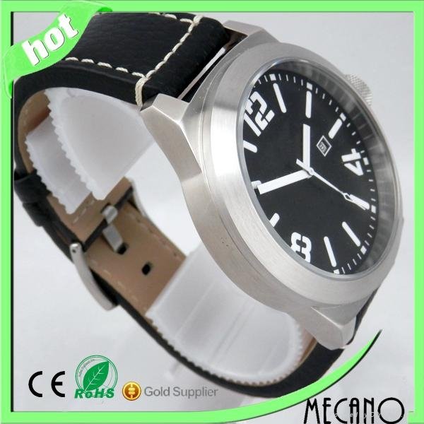 High quality stainless steel Wristwatch with leather band 3atm japan movt quartz 3