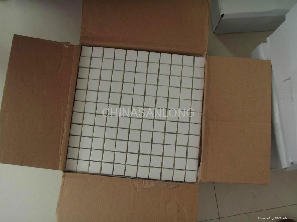 Pure White Artificial Crystallized Glass Stone Mosaics  3