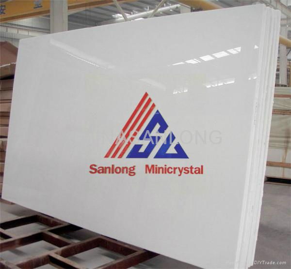 Pure White Artificial Crystallized Glass Stone Slabs