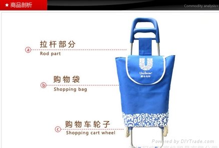 polyester  shopping  trolleybag carry foldable Portable Folding Trolley Shopping 4