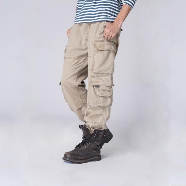 wholesale military style mens cheap khaki baggy cargo pants 5